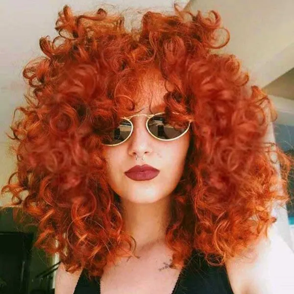 AIDUSA Short Loose Curly Wig for Black Women Short Curly Wigs for Black Women Curl Afro Wigs for Black Women Synthetic Hair Wig Natural Half Wigs for Women Soft Hair Ginger Wigs (Orange)