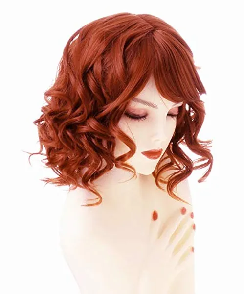 BESTUNG Short Curly Wigs for Women Layered Natural Synthetic Wigs Full Head Halloween Costume Cosplay Wig (Fox Red)