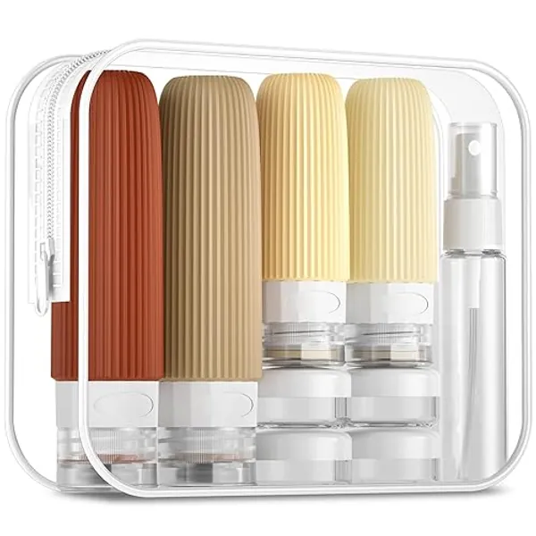 Mrsdry 16 Pack Travel Bottles Set, TSA Approved Leak Proof Silicone Squeezable Containers for Toiletries, Refillable Travel Accessories for Conditioner, Shampoo, Lotion & Body Wash Accessories - Mudium - Cream