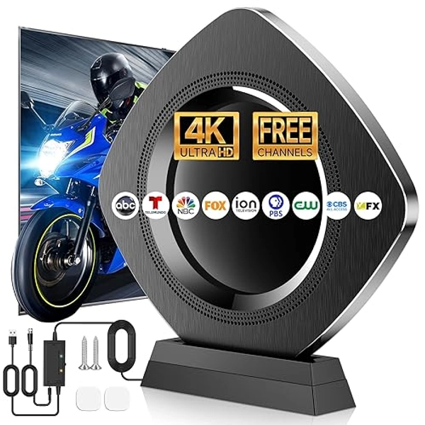 Strongest TV Antenna, 1600+ Miles Long Range Digital Antenna for Smart TV Indoor Outdoor, 360Β° Reception Local Channels HD TV Antenna with Amplifier Signal Booster Support 8K 4K 1080p -36ft Cable