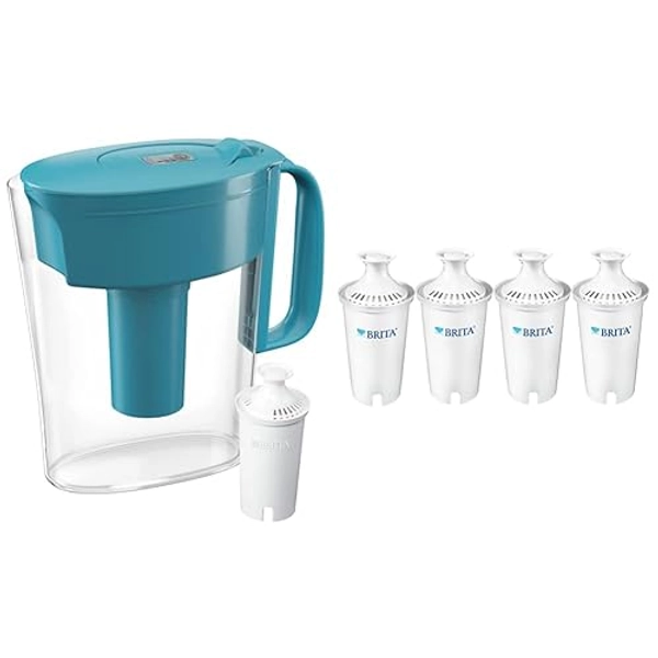 Brita Water Filter Pitcher + Replacement Filters (4 Count)