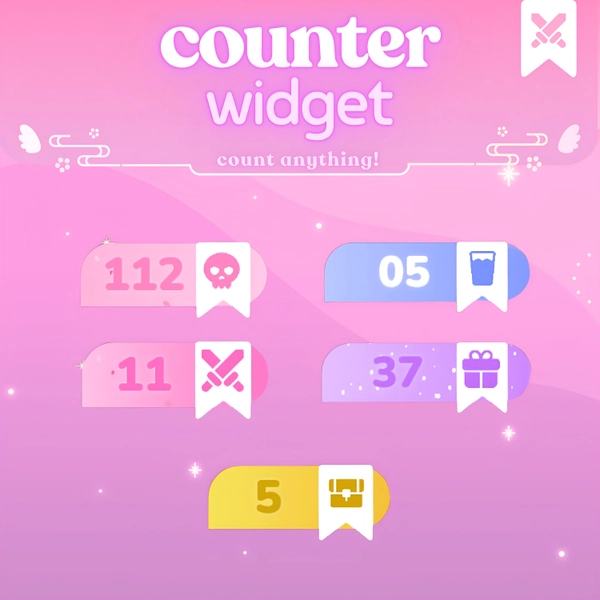 Counter Widget | Animated Counter | Customizable Colors, Subathon | Streamelements | Pastel Pink | Widget for Twitch Streams