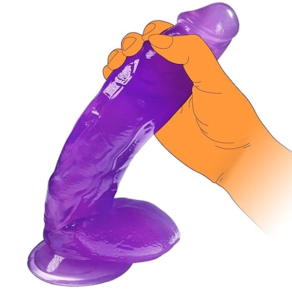 Realistic Dildo for Women, Realistic Suction Cup Massive Anal Dildo for Women Men Pleasure Soft TPE Dildo Adult Sex Toys with Balls for G-spot Prostate Play | Large Dildo 26.5cm 10.43 inches (Purple)