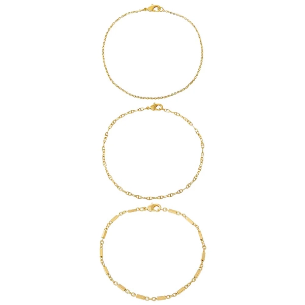 Dainty X Bay Mariner Chain Anklet Combo Set