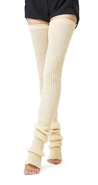 Henwarry 27 or 34 Inch Length Leg Warmers Knit Over the Knee Extra Long Winter Soft Thick Thigh High Footless Socks for Women