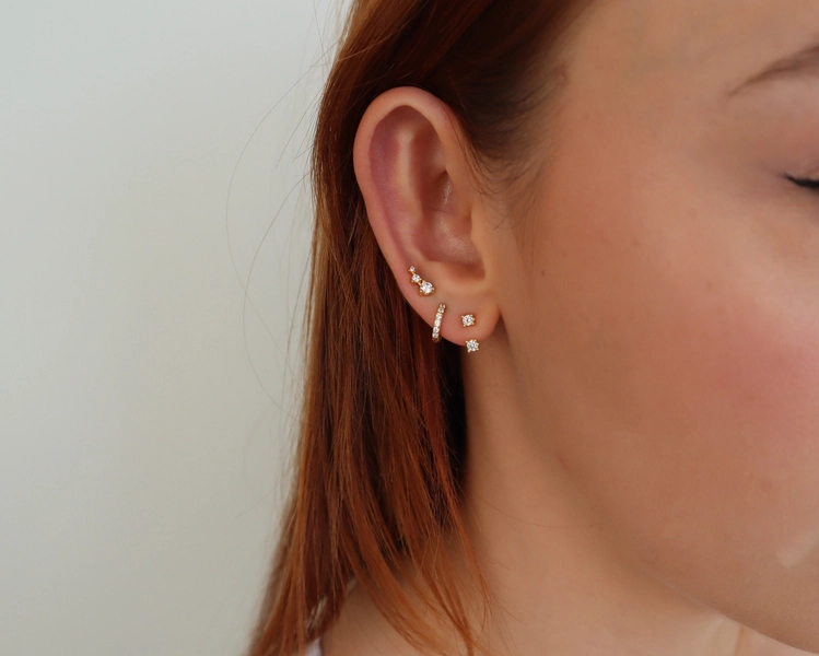 Dainty earring set, everyday earring stack, sterling silver earring set, gift for her