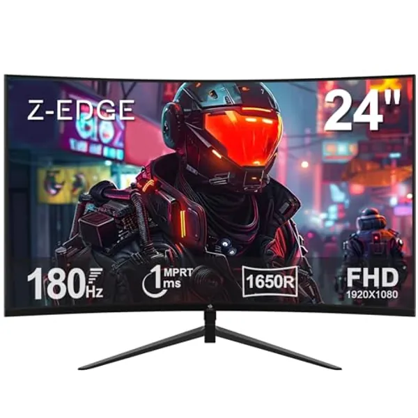 Z-Edge 24-inch Curved Gaming Monitor 180Hz Refresh Rate, 1ms MPRT, FHD 1080 Gaming Monitor, R1650 Curved, UG24 AMD Freesync Premium Display