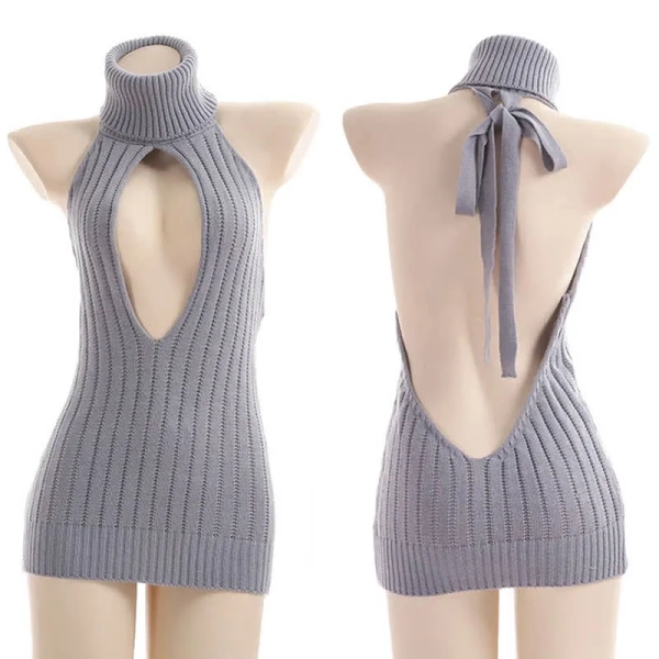 Hollow Out Front Backless Virgin Killer Cosplay Sweater