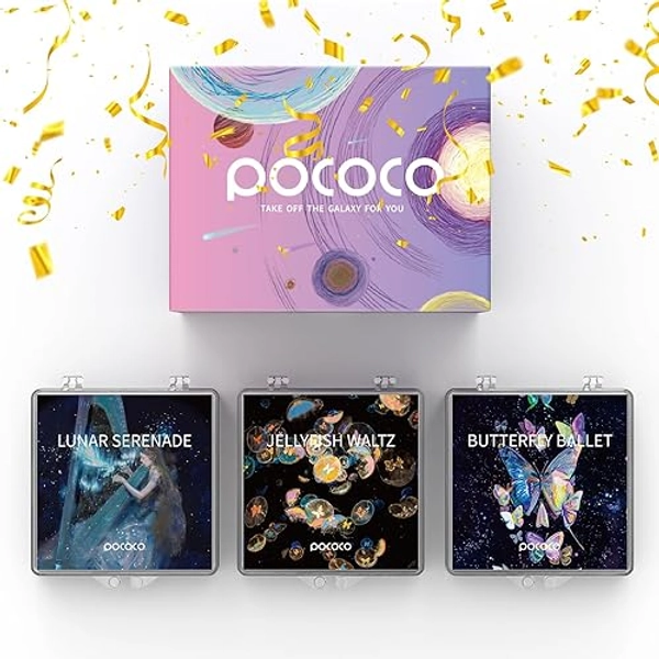 POCOCO 2024 New Discs Enchanted Harmonies Series Galaxy Star Projector Night Light Discs: Realistic Galaxy Patterns, 5K Ultra HD, 96% Light Transmission, High Brightness - 3-Piece Pack