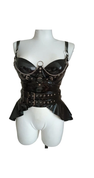 Kinga latex set, latex peplum, latex top