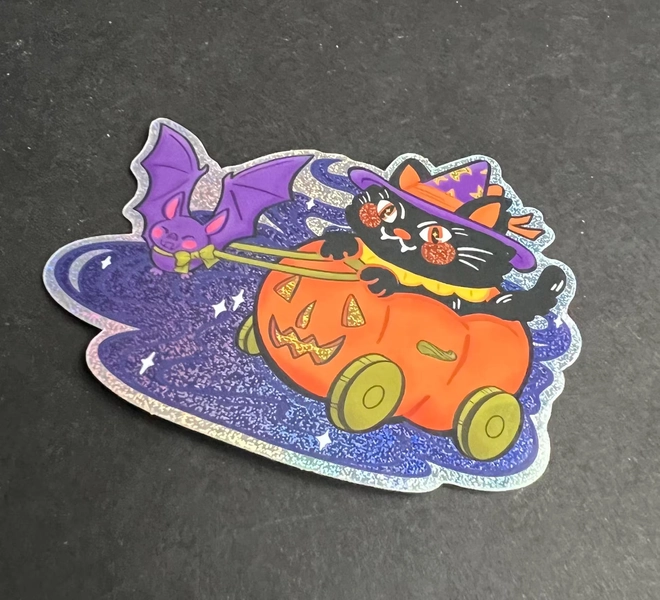Halloween Cat Wizard Sticker