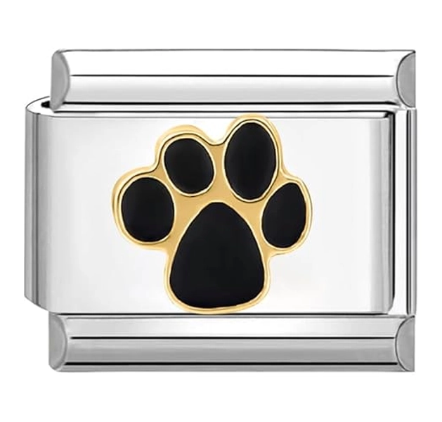 Quiges - 9mm Italian Style Charm Link Module Stainless Steel Paw Print for Italian Style Bracelets
