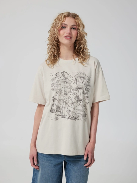 Fairy Toad Mushroom Oversized Tee  Mandrake Mist - Jay Jays Online