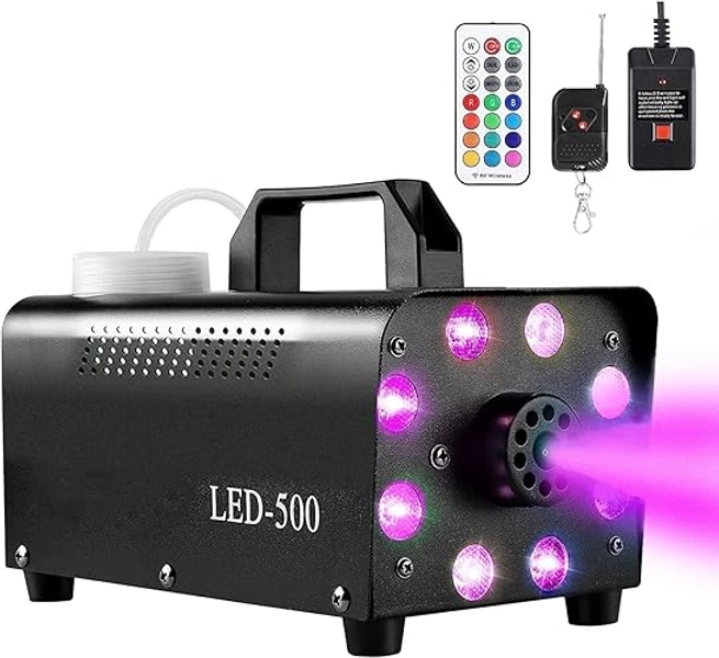 Motorenbau Fog Machine with 8 LED Lights,Smoke Machine with 13 Colorful LED Lights Effect,500W and 2000CFM Fog with Remote Control,Indoor, Perfect for Halloween, Party,Weddingand Stage Effect