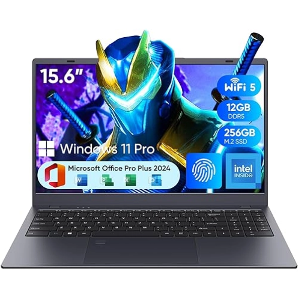 Coolby 15.6inch Windows 11 Laptop, 12GB RAM/256GB SSD, 1920x1080 IPS Display, Intel N95(Beats N5095) Quad Core Laptop Computer, Support Fingerprint, WiFi 5, BT