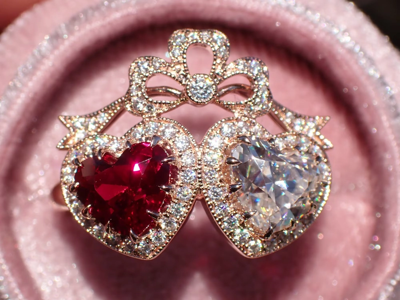 Victorian Double Heart Ring with Antique Heart