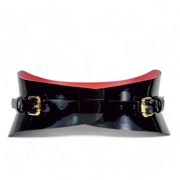 Slim Black Patent Leather Corset Belt - ARIA MARGO