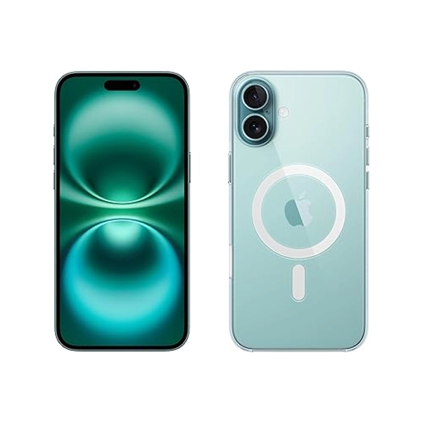 Apple iPhone 16 Plus (128 Go) - Cyan + Coque Transparente avec MagSafe