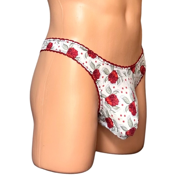 Red Roses Thong CD/TS Panties in Jersey Knit