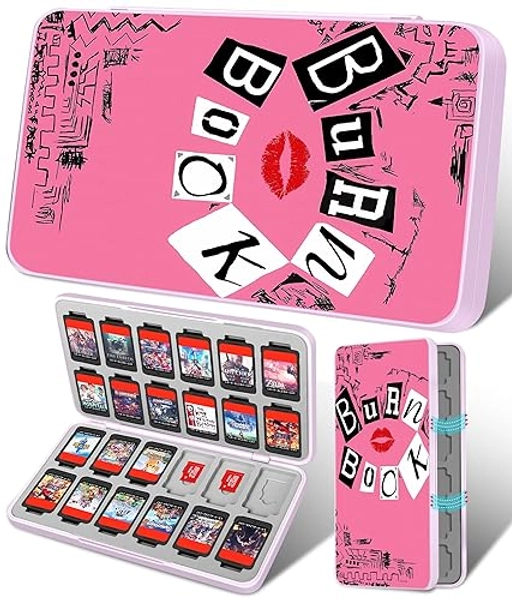 Xinocy for Nintendo Switch Game Case with 24 Game Holder Slots and 24 SD Micro Card Slots for Nintendo Switch/Lite/OLED,Cute Cartoon Games Cartridge Cases for Boys Kids Girls Kawaii Storage Box, Mouth