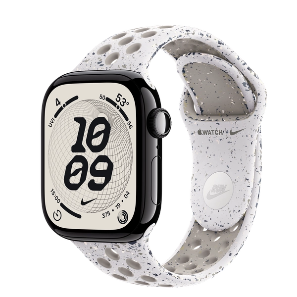 Apple Watch Series 11 GPS, 42mm Jet Black Aluminum Case with Veiled Grey Nike Sport Band - M/L