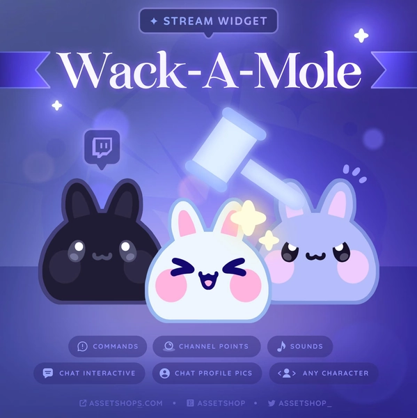 Whack A Mole - Streamer Twitch Widget | Chat Interactive | Commands | Channel Points | Custom | StreamElements | Streamlabs | OBS | Vtuber