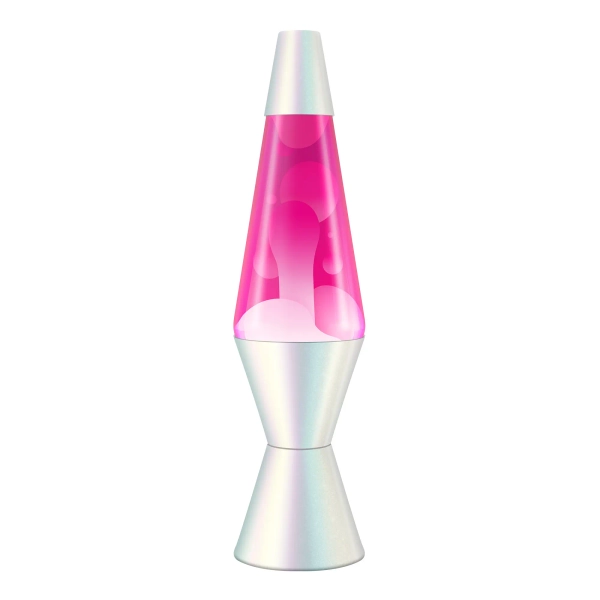LAVA Lamp - 14.5" Opalescent Pearl Motion Lamp - White Lava and Pink Liquid with Glossy Painted Base