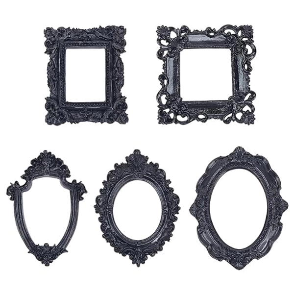 FINGERINSPIRE 5pcs Cadre en Résine Cadre Photo Gothique Noir Cadre Photo Antique Galerie Murale Cadre Photo Sans Verre Ni Support Bricolage Petit Cadre Photo Manucure Décor de Photographie à la Maison