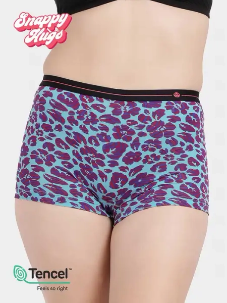 Shyaway Snappy Hugs Pastel Turquoise Printed Micromodal Boyshorts Panty