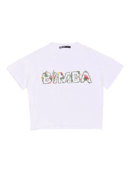 Bimba y Lola playera con bordado floral y logo | M