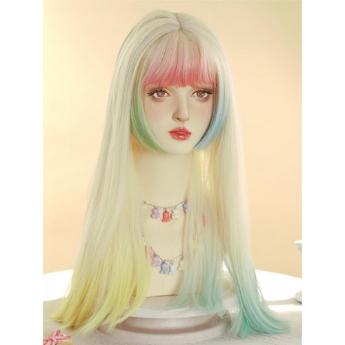 [30.26€]Perruque Lolita Longue Droite Couleur Bonbon