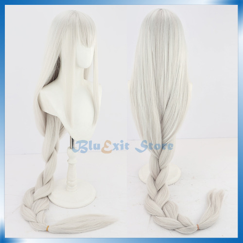 150cm Long Braided Cosplay Wig Arknights Silver Gray Grey Lolita Fairy Princess Girls Hair Game Specter the Unchained Headwear