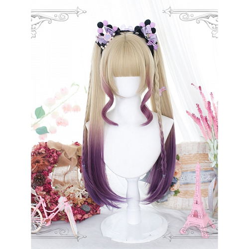 [26.28€]Perruque Synthétique Lolita Double Queue de Cheval Pourpre Étoile Coupe Hime