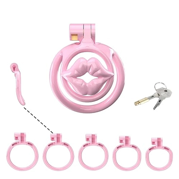 Sissy Chastity Cage for Men Pink Chastity Devices Lock Design Small Chastity Cage Male Penis Cage Cock Cage BDSM Toys for Couples Sex (Pink,WX-3)