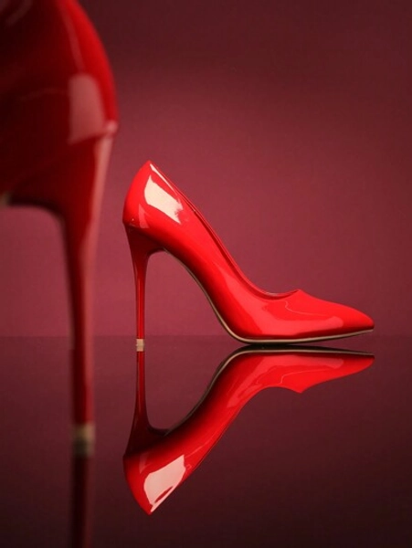 SHUZIA Pointy Toe Pump With Stiletto Heels, Patent Materials Spring Shoes Spring Break Easter Wedding Shoes Mother's Day Present