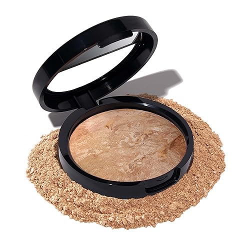 LAURA GELLER NEW YORK Award-Winning Baked Balance-n-Brighten Color Correcting Powder Foundation - Medium - Buildable Light to Medium Coverage - Demi-Matte Natural Finish - 04 Medium