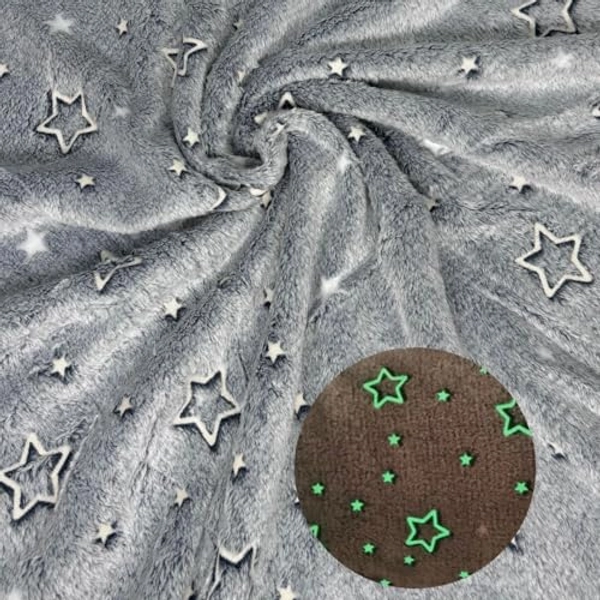 Tata Home Coperta in Pile Fluorescente che si Illumina al Buio Plaid in Fantasia Stelle Misura 200x230 cm Mod. Night Fluo