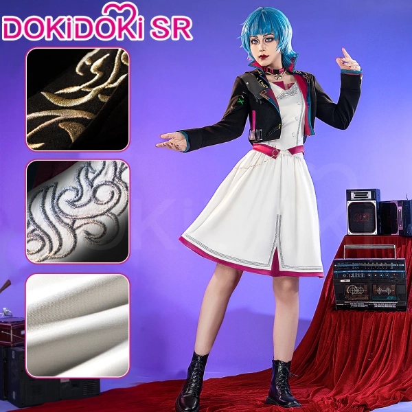 DokiDoki-SR Game Cosplay Jinxx Costume Party Dress Powderr