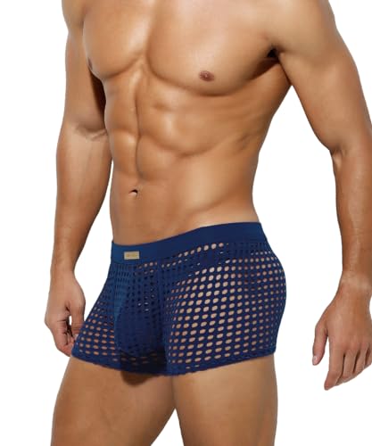 Arjen Kroos Men's Sexy Underwear Mesh Breathable Boxer Briefs Soft Stretch Trunks - Grey-ak2060 - Large