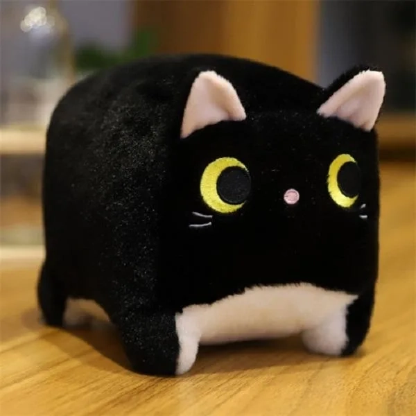 Box Shaped Cat Plushie (Black, 20cm) - Neo Tokyo