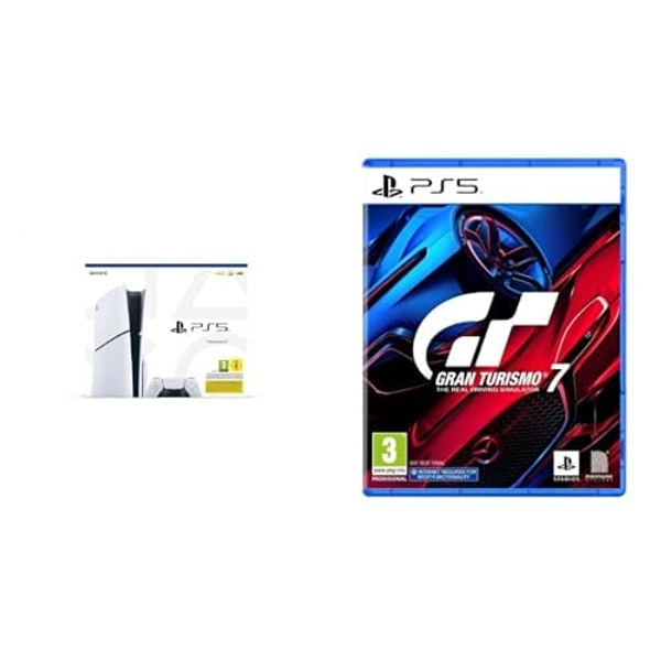 Playstation Console 5 Edition Standard Slim & Sony, Gran Turismo 7 PS5, Jeu de Course, Édition Standard, Version Physique avec CD, En Français, 1 Joueur et Multijoueurs, PEGI 3 5