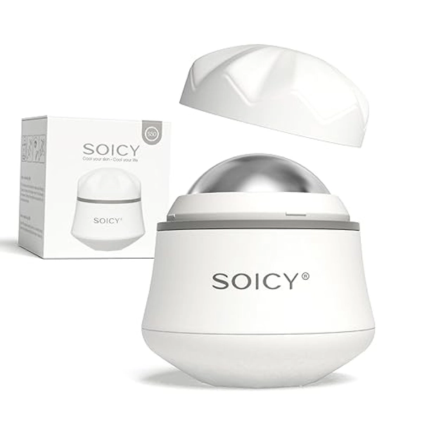 Ice Roller for Face and Eyes Body, Facial Ice Roller 360° Rotating Stainless Steel Ball Face Massager Fitness Cryosphere for Reduces Puffiness, Redness and Pain, Beauty Skin Care Tools