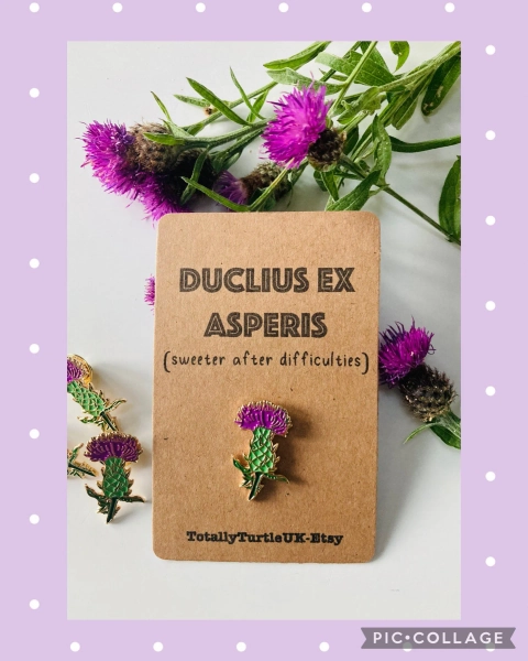 Purple thistle enamel pin badge