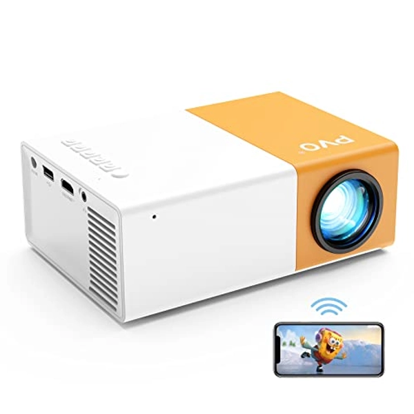 Projector, PVO WiFi Projector 1080P Portable Movie Projector, Phone Screen Can be Mirrored to the Projector Wirelessly or by Data Cable, Compatible with Smartphone/ Tablet/ Laptop/TV Stick/USB Drive