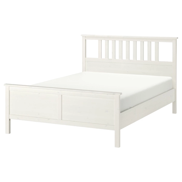 HEMNES Bed frame - white stain/Luröy Queen