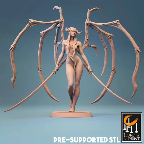 Sexy Nude NSFW Samurai Succubus PinUp Premium dnd Miniature Mini Figure Figurine | 28mm 32mm to 100mm | 20637