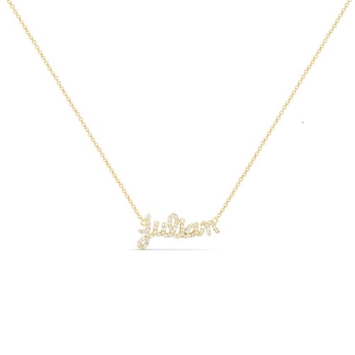 Diamond Script Name Necklace - 14K Rose Gold