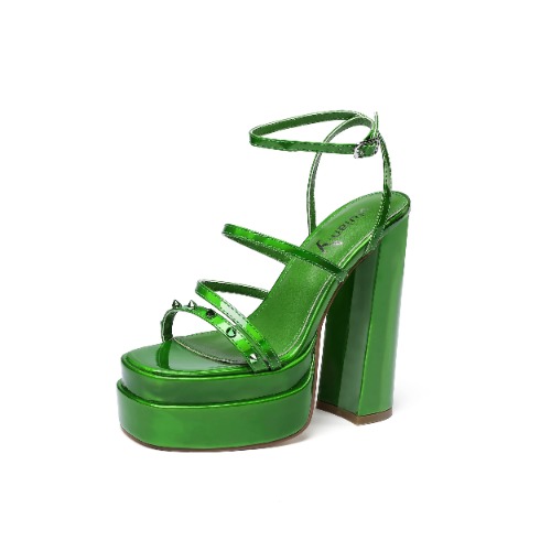 vivianly Open Toe Platform Heels Spikes Ankle Strap Sandals Block High Heels for Women