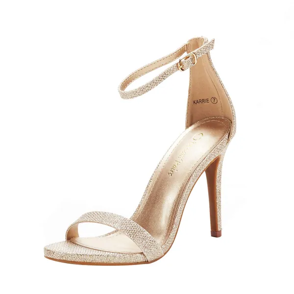 DREAM PAIRS Women's Karrie High Stiletto Pump Heeled Sandals - 8 Gold/Glitter
