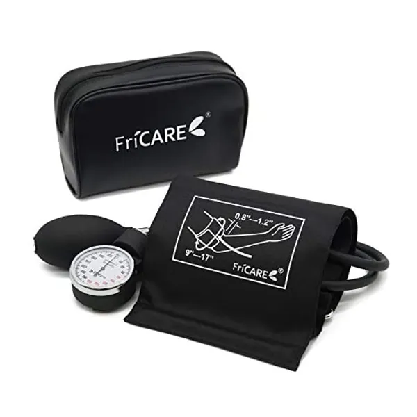 
                            FriCARE Sphygmomanometer Manual Blood Pressure Cuff with Universal Adult Size for Medical Use, BP Cuff Kit for Nurses Doctors, Large (Black)
                        